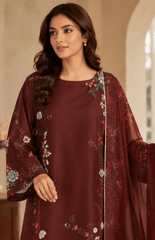 Burgundy Blossom Digital Printed Lawn 3 Piece Suit