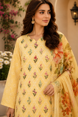 Sunlit Blossom Digital Printed Lawn 3 Piece Suit
