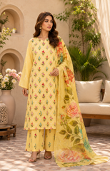 Sunlit Blossom Digital Printed Lawn 3 Piece Suit