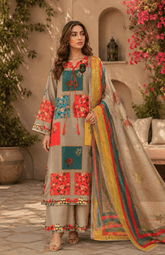 Digital Printed Lawn 3 Piece Suit with Premium Printed Dupatta
