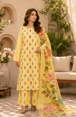 Sunlit Blossom Digital Printed Lawn 3 Piece Suit