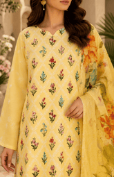 Sunlit Blossom Digital Printed Lawn 3 Piece Suit