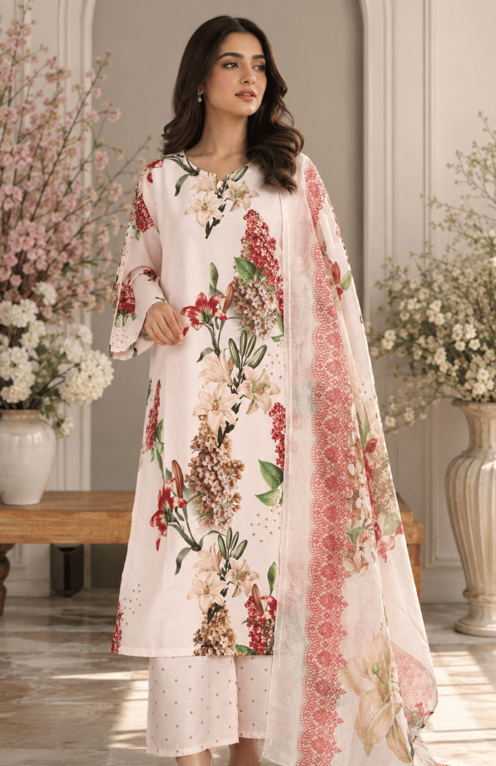 Blush Lily Digital Printed Lawn 3 Piece Suit