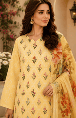 Sunlit Blossom Digital Printed Lawn 3 Piece Suit