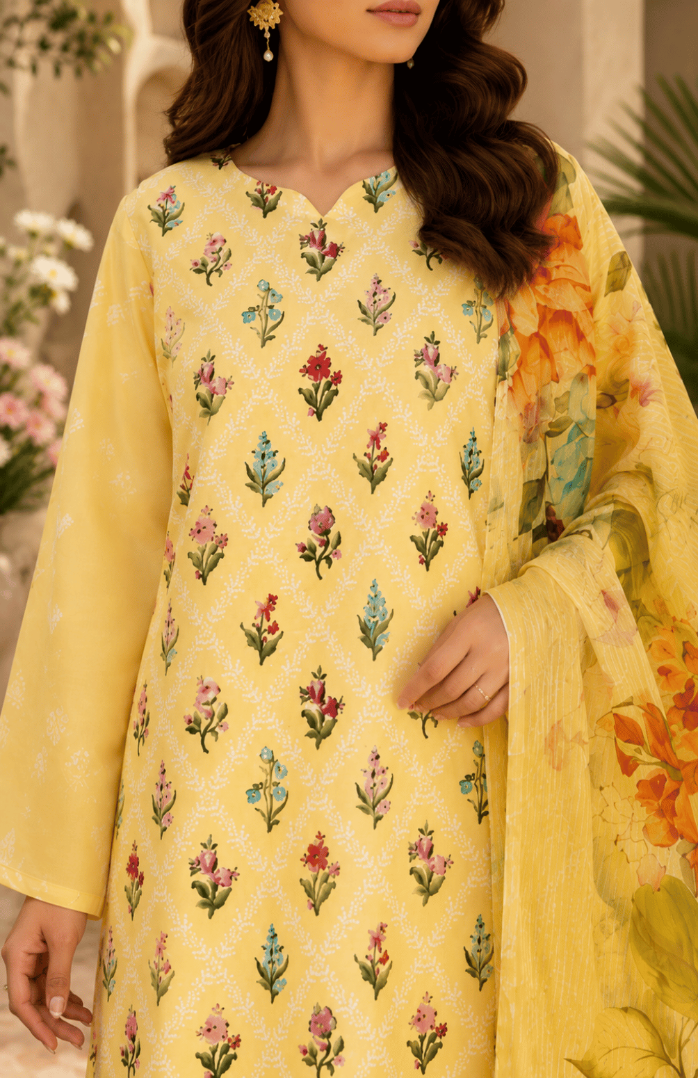 Sunlit Blossom Digital Printed Lawn 3 Piece Suit